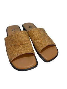 Womens Cork Slide Sandals 9M Open Toe Slip-On Shoes With Low Heel